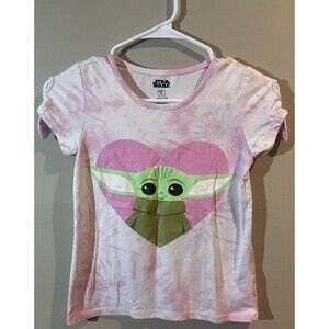 Girl's Star Wars Pink Baby Yoda T-Shirt Sz L 10